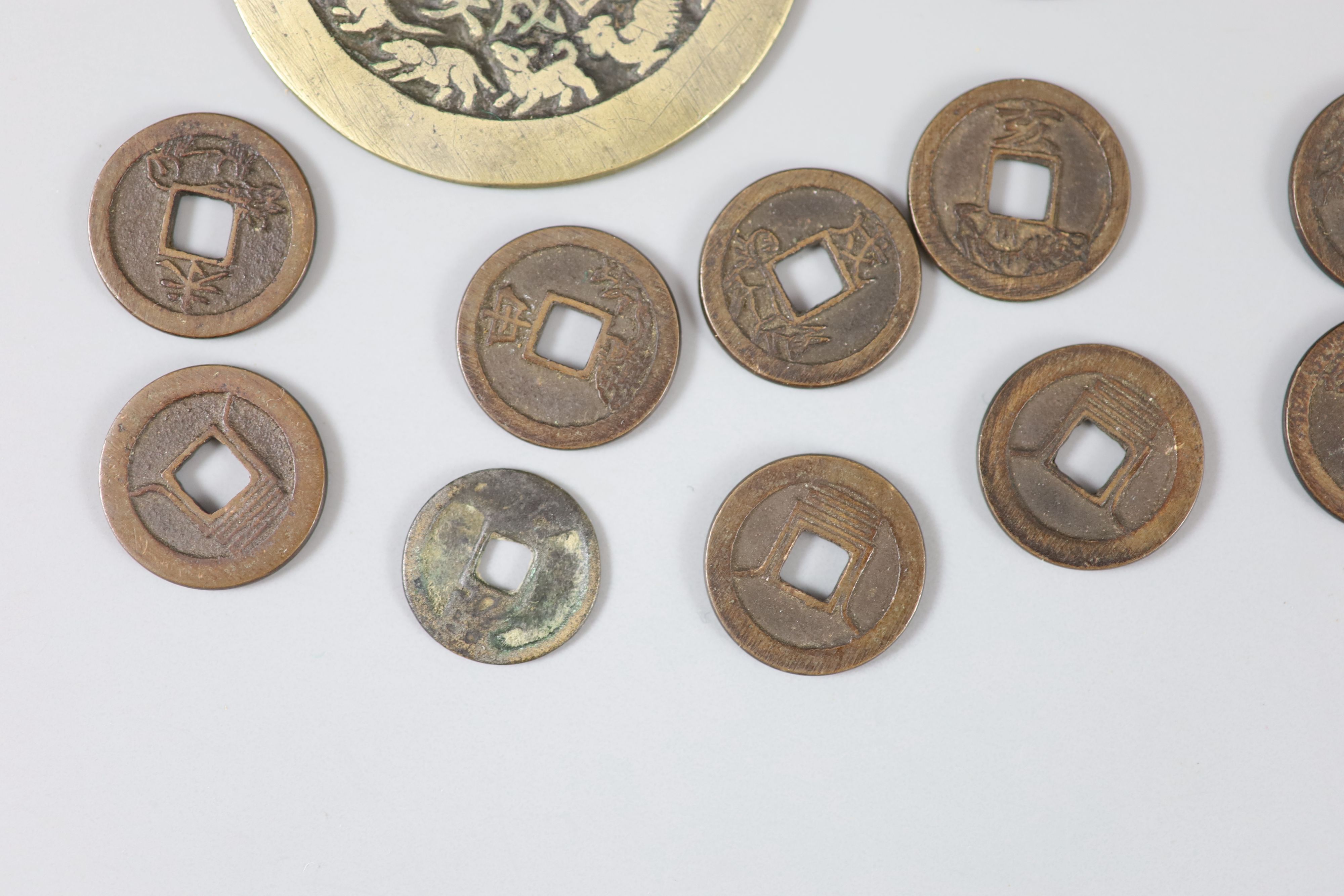 China, 19 bronze zodiac charms or amulets, Qing dynasty,